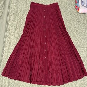 Stradivarius Deep Red A-Line Pleated Skirt